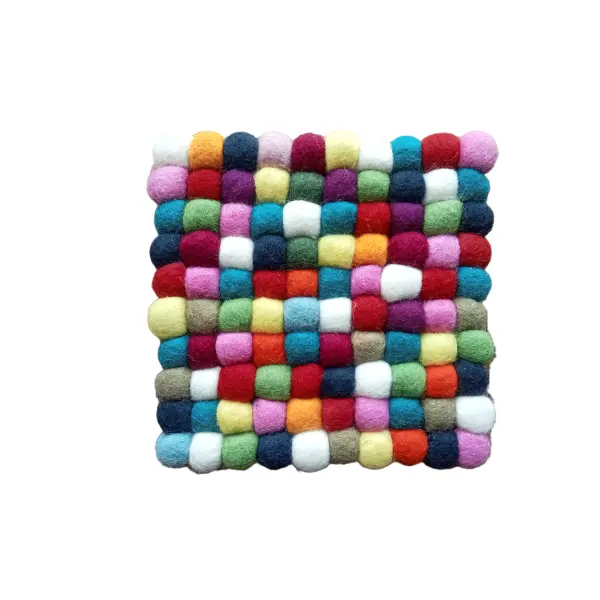 Handmade Nepali Felt Ball Trivet – 20cm Square Wool Pot Mat, Hot Pad & Kitchen Décor - Image 5