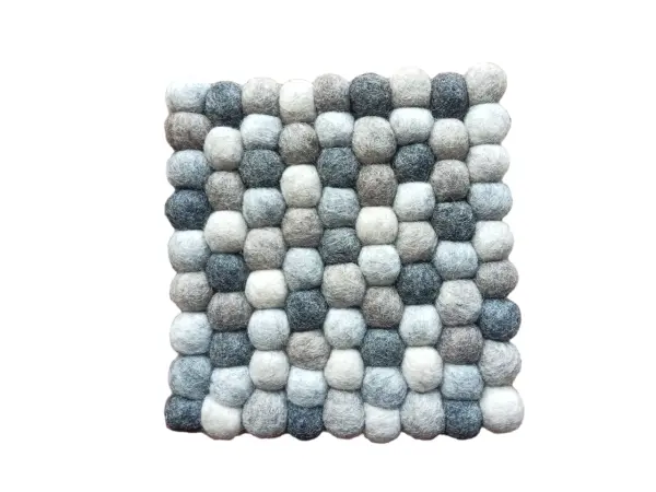 Handmade Nepali Felt Ball Trivet – 20cm Square Wool Pot Mat, Hot Pad & Kitchen Décor