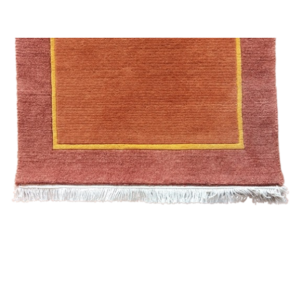 Handmade Nepali Handknotted Woolen Carpet - Terracotta Modern Design Area Rug (50x50 cm) - 60 Knots Premium Quality - Image 2