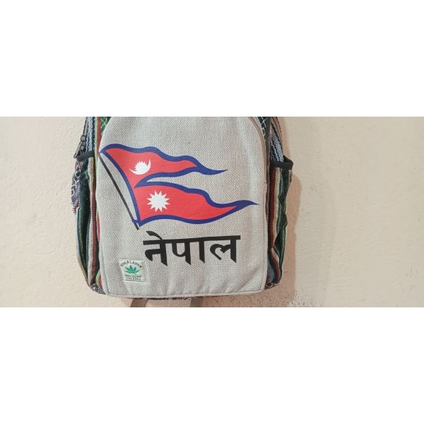 Handmade Nepali Hemp & Cotton Mix Backpack - Sustainable Unisex Eco-Friendly Bag for School, College & Travel - Medium Size - Image 4