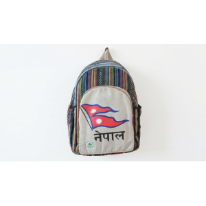 Handmade Nepali Hemp & Cotton Mix Backpack - Sustainable Unisex Eco-Friendly Bag for School