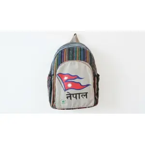 Handmade Nepali Hemp & Cotton Mix Backpack - Sustainable Unisex Eco-Friendly Bag for School