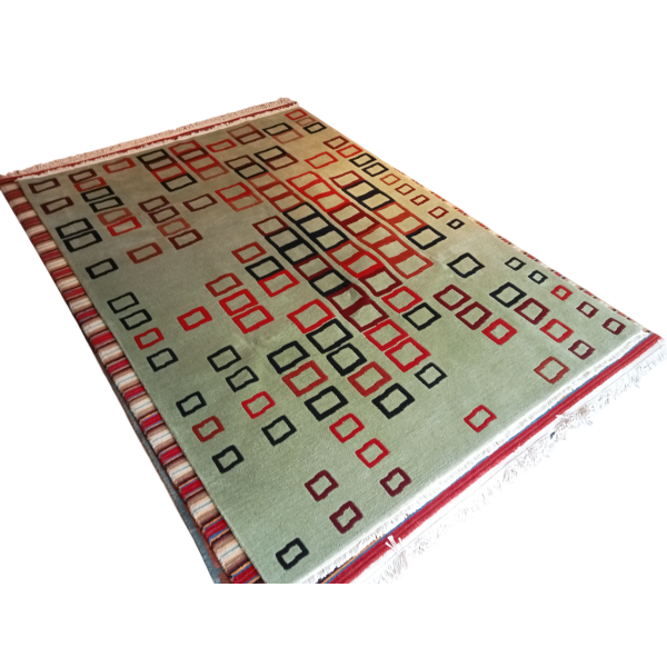 Handmade Nepali Wool Rug – Light Green Modern Pattern, 60 Knots, 170x240 cm - Image 3