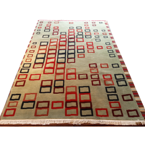 Handmade Nepali Wool Rug – Light Green Modern Pattern, 60 Knots, 170x240 cm