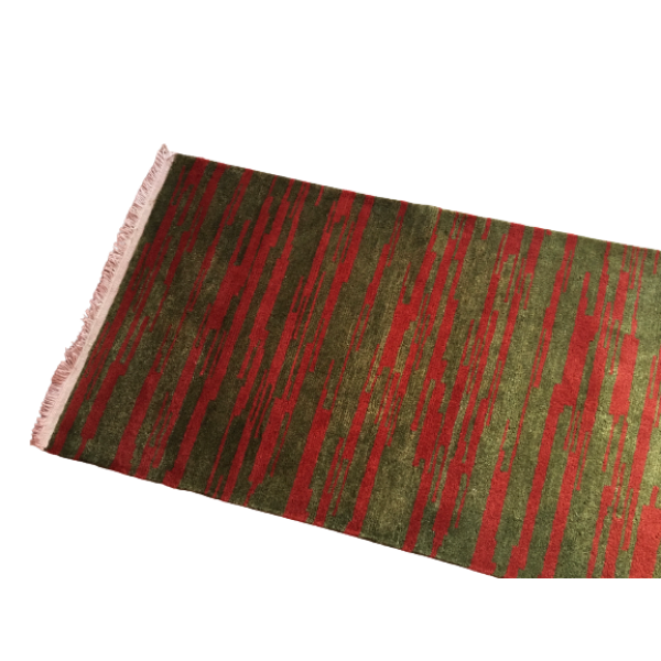Handmade Nepali Woolen Carpet – 60 Knots, Modern Green Design, 2.33 Ft x 4.66 Ft - Image 3