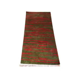 Handmade Nepali Woolen Carpet – 60 Knots, Modern Green Design, 2.33 Ft x 4.66 Ft