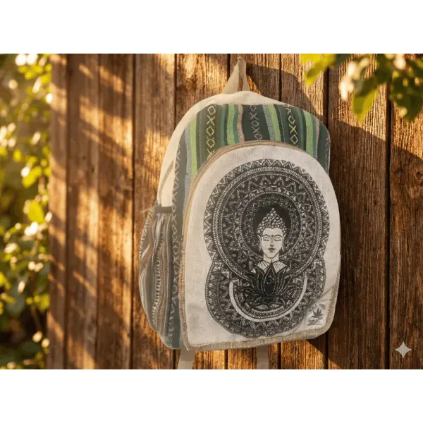 Handmade Sustainable Hemp & Cotton Large Backpack - Image 2
