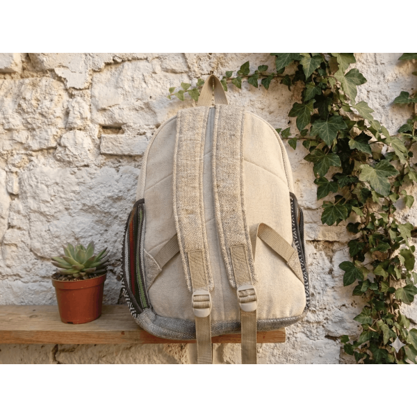 Handmade Sustainable Hemp & Cotton Large Backpack - Unisex Eco-Friendly Multi-Color Bag Crafted in Nepal - Image 3