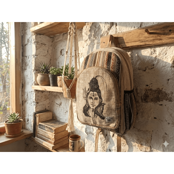 Handmade Sustainable Hemp & Cotton Large Backpack - Unisex Eco-Friendly Multi-Color Bag Crafted in Nepal - Image 5