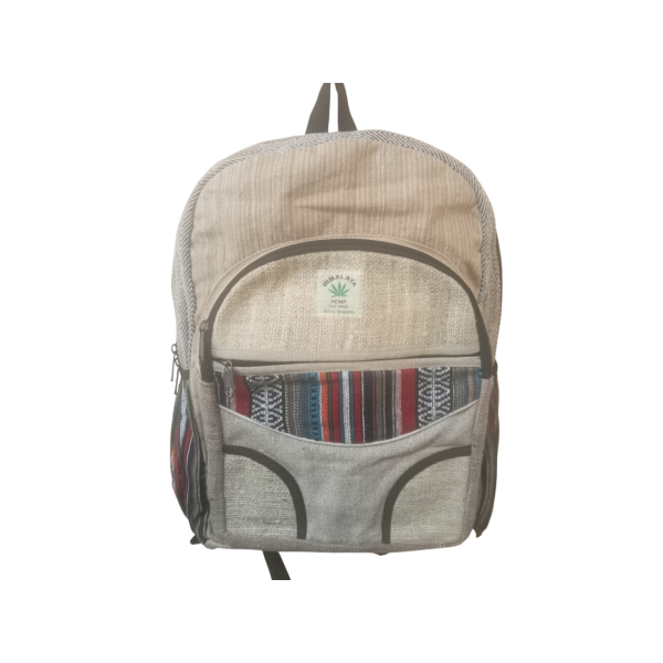 Handmade Sustainable Hemp & Cotton Large Unisex Backpack - Adjustable Straps, Made in Nepal - Image 2