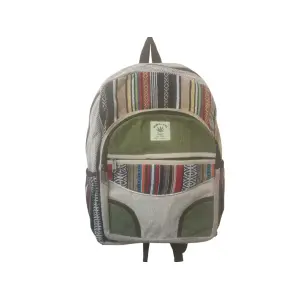 Handmade Sustainable Hemp & Cotton Large Unisex Backpack - Adjustable Straps, Made in Nepal