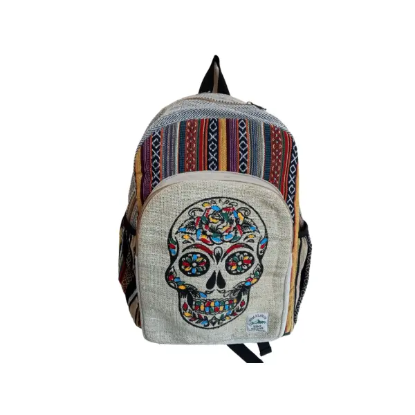 Handmade Sustainable Hemp & Cotton Mix Backpack for Unisex - Image 3