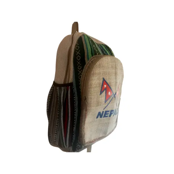 Handmade Sustainable Hemp & Cotton Mix Backpack For Unisex - Image 3