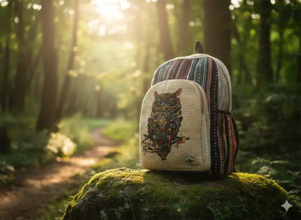 Handmade Sustainable Hemp & Cotton Mix Backpack For Unisex