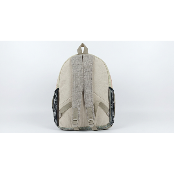 Handmade Sustainable Hemp & Cotton Mix Large Backpack - Eco-Friendly Panda Print Unisex Bag - Made in Nepal - Image 2