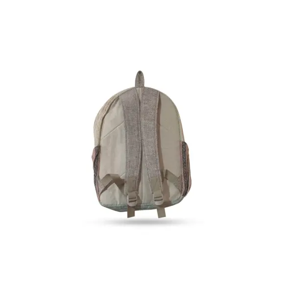 Handmade Sustainable Hemp & Cotton Mix Large Backpack - Little Buddha Print - Unisex Eco-Friendly Bag Crafted in Nepal (41x29x10 cm) - Image 5