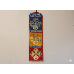 Handmade Tibetan Brocade Letter Holder - Dorje Design Wall Hanging Decor - Made in Nepal (22cm x 77cm)
