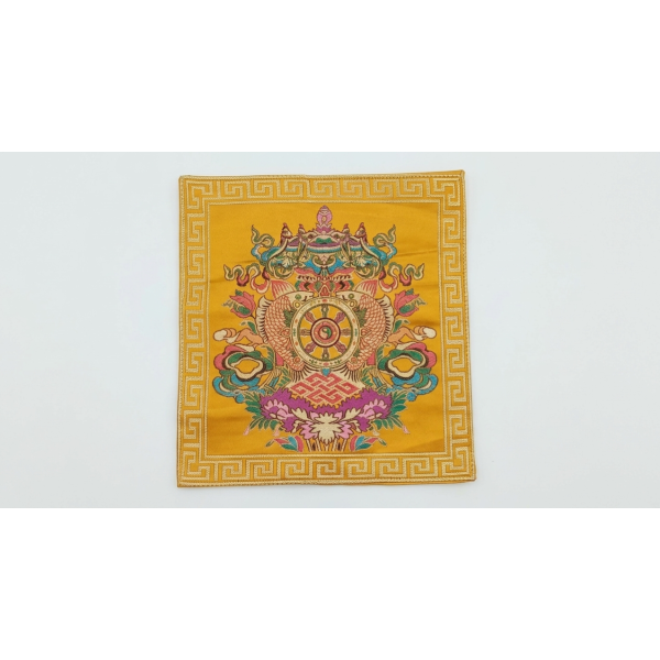 Handmade Tibetan Buddhist Brocade Altar Cloth - Premium Embroidery Silk Ritual Mat for Singing Bowl, Bell & Dorje (22cm x 22cm) - Image 3