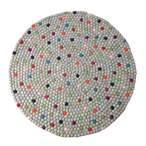 Handmade Weave: Grey Round Rug - 100 cm Diameter, 2.2 cm Ball Detailing, Brand New - Image 2