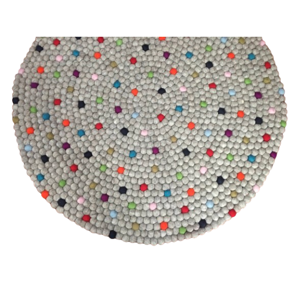 Handmade Weave: Grey Round Rug - 100 cm Diameter, 2.2 cm Ball Detailing, Brand New - Image 3