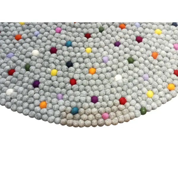 Handmade Weave: Grey Round Rug - 100 cm Diameter, 2.2 cm Ball Detailing, Brand New - Image 4