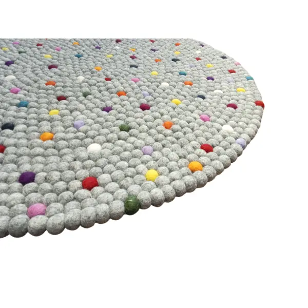Handmade Weave: Grey Round Rug - 100 cm Diameter, 2.2 cm Ball Detailing, Brand New - Image 5
