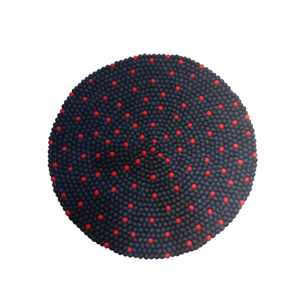 Handmade Wool Felt Ball Carpet in Navy Blue - 100 cm Diameter - Image 2