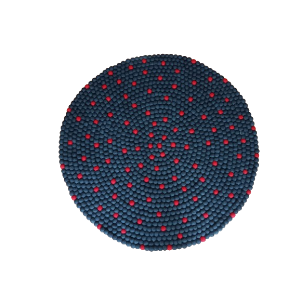 Handmade Wool Felt Ball Carpet in Navy Blue - 100 cm Diameter - Image 3