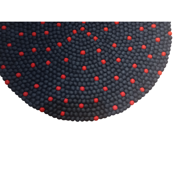 Handmade Wool Felt Ball Carpet in Navy Blue - 100 cm Diameter - Image 4