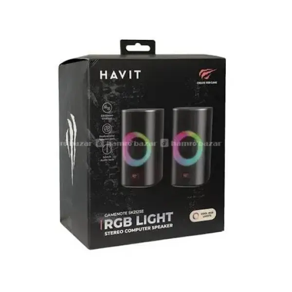 Havit SK212SE 5W x 2 Output Power Stereo Electronic Gaming Speaker For PC Dynamic RGB lights Wired Speaker - Image 3