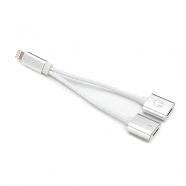 Headphone and charging adapter IP-14 lightning silver - Image 2