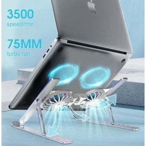 Heavy Duty Premium Aluminum Laptop Stand Cooler with 2 Fans | Ergonomic