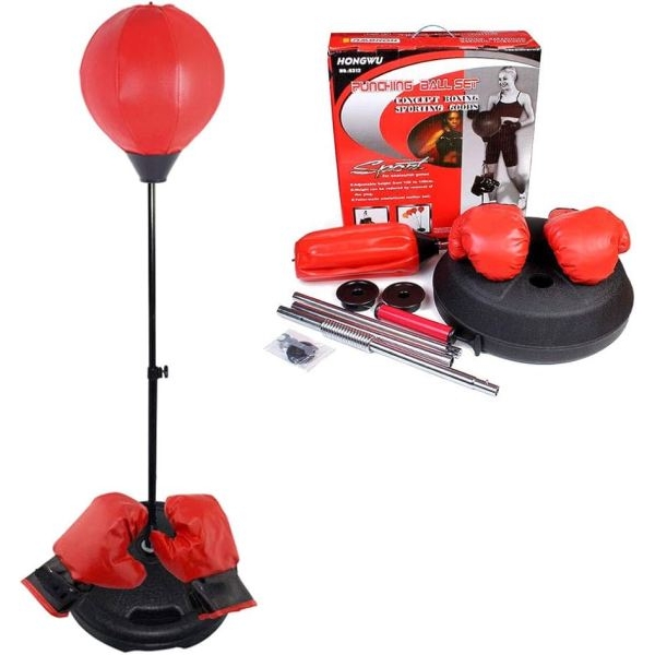 Height Adjustable Boxing Training Punching Bag With Stand And Gloves Set - Image 2