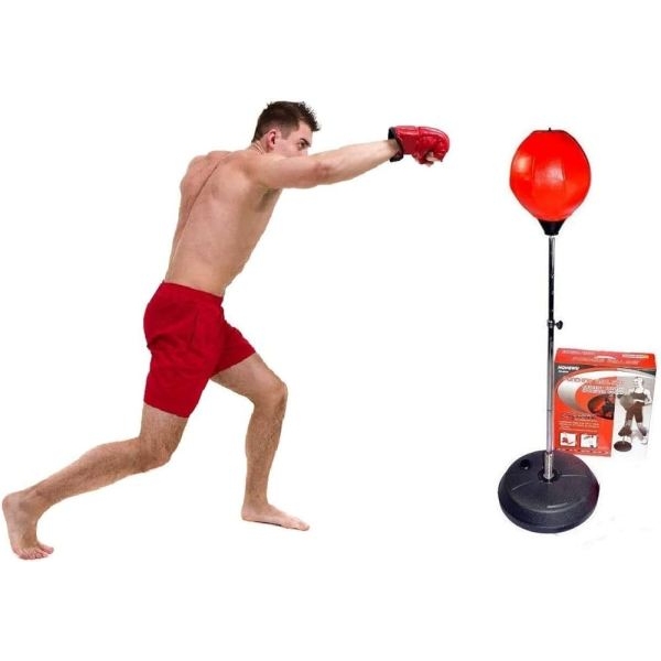 Height Adjustable Boxing Training Punching Bag With Stand And Gloves Set - Image 3