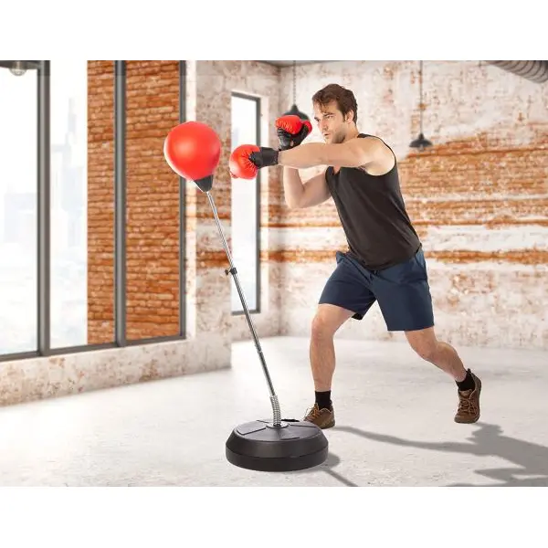 Height Adjustable Boxing Training Punching Bag With Stand And Gloves Set - Image 3