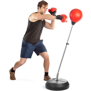 Height Adjustable Boxing Training Punching Bag With Stand And Gloves Set