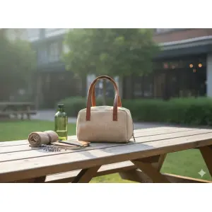 Hemp & Cotton Mix Mini Tote Bag - with Leather Handles