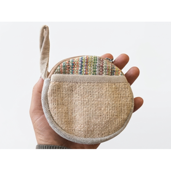 Hemp & Cotton Mix Round Coins Pouch/Purse For Women - Image 3