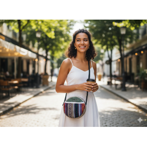 Hemp & Cotton Mix Round Shape Side Bag For Women