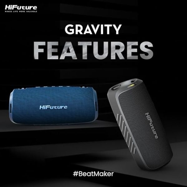 HiFuture Gravity 45W IPX7 Fabric Portable Wireless Bluetooth 5.3 Speaker Black 8 Hrs Playtime - Image 4