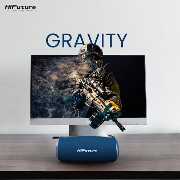 HiFuture Gravity 45W IPX7 Fabric Portable Wireless Bluetooth 5.3 Speaker Black 8 Hrs Playtime - Image 5