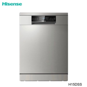 Hisense H15DSS - 15 Place Settings Free Standing Dish Washer With LED Display Control Panel & Duel Zone Wash (Silver)