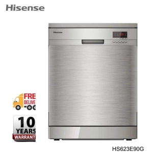 Hisense HS623E90G 15 Place Settings Free Standing Dish Washer (Metallic Silver)
