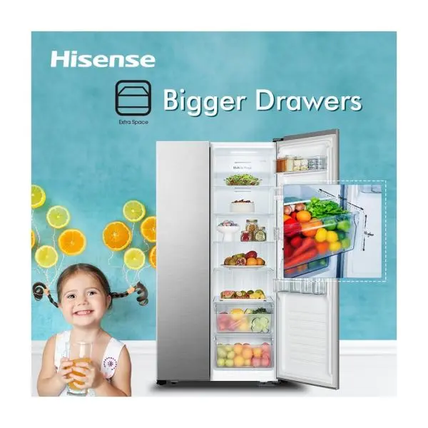 Hisense RC56WS4SA - 498 Ltr Side By Side No Frost Refrigerator Stainless Steel Silver - Image 5