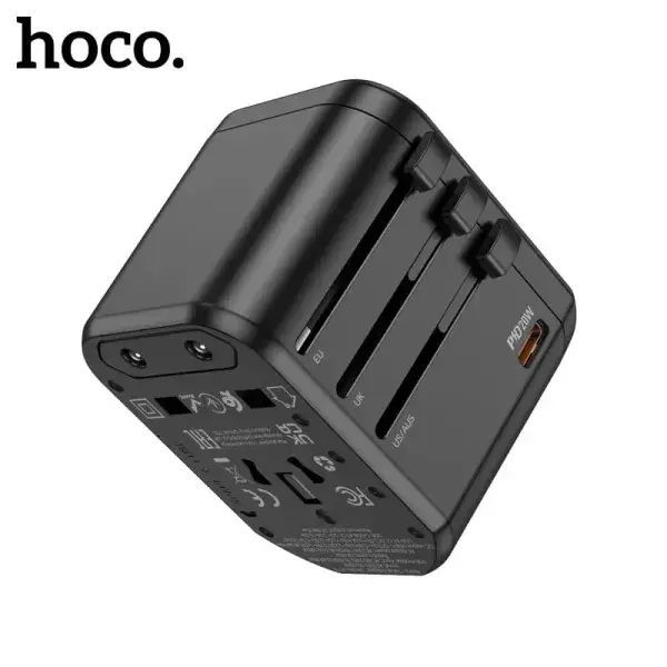 Hoco AC15 Universal International Travel Adaptor with UK/USA/EU/AUS PD20W Type C - Image 3