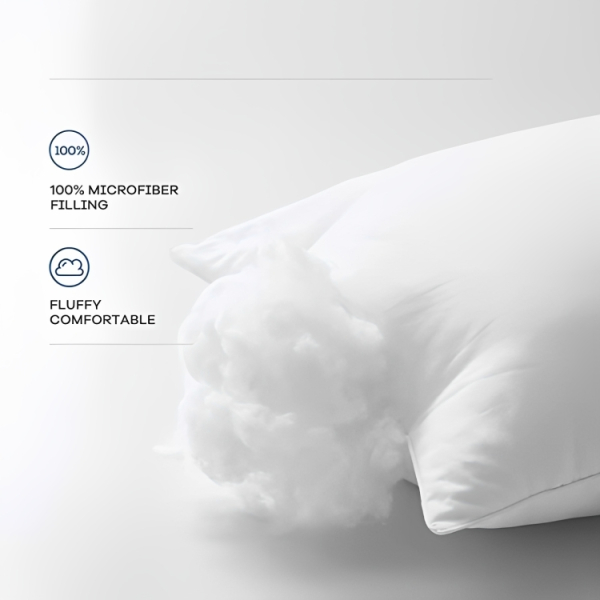 Homes Microfiber Standard Pillow (White) Set of 1 Piece - Image 2