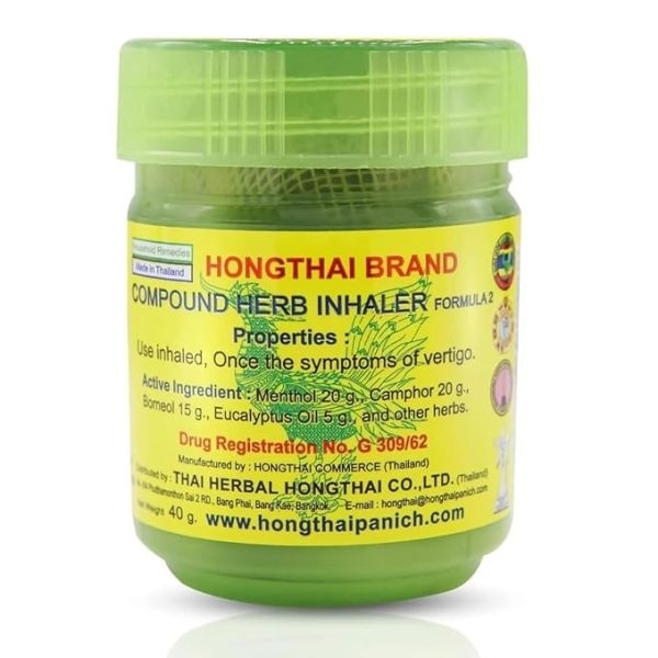 Hong Thai Herbal Inhaler (1 ounce) Natural Thai Nasal Decongestant Sinus Relief Portable Essential Oil Menthol Eucalyptus Camphor Nose Breathing Freshener Anti Allergy Headache Dizziness Motion Sickness नाक खुल्ने हर्बल थाई इनहलेर - Image 2
