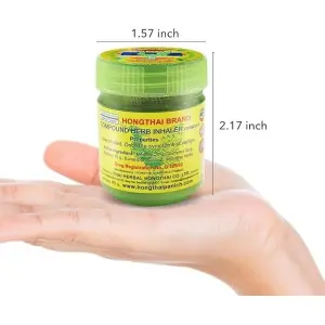 Hong Thai Herbal Inhaler (1 ounce) Natural Thai Nasal Decongestant Sinus Relief Portable Essential Oil Menthol Eucalyptus Camphor Nose Breathing Freshener Anti Allergy Headache Dizziness Motion Sickness नाक खुल्ने हर्बल थाई इनहलेर