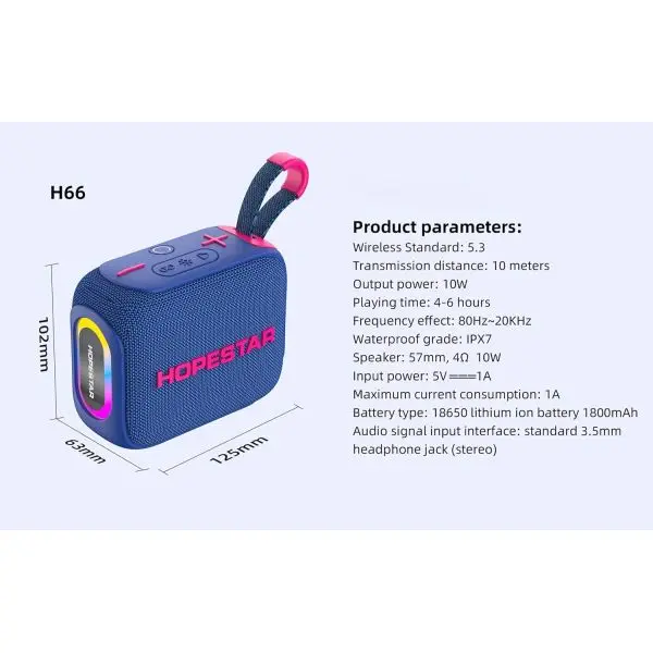 Hopestar H66 Wireless 10W Mini Portable Bluetooth Speaker, IPX7 Waterproof - Image 3