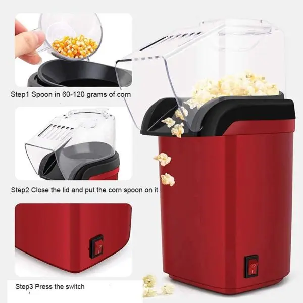 Hot Air Popcorn Maker | Electric Popper, Oil-Free, Healthy Snack Machine for Kids & Adults | Perfect for Home & Party Use - Image 4